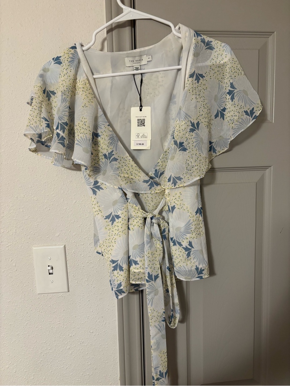 Ted Baker Ruffle Wrap Blouse Women's size 1 equivalent to a US 4. NWT